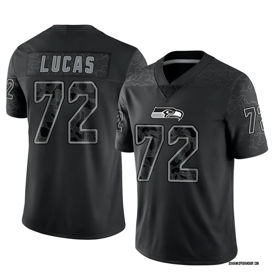 Abraham Lucas Seattle Seahawks Men's Limited Reflective Nike Jersey - Black