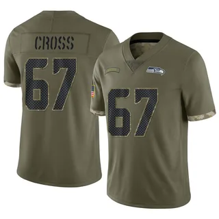 Charles Cross Seattle Seahawks Men's Limited 2022 Salute To Service Jersey - Olive