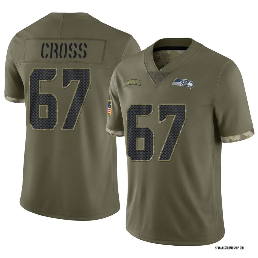 Charles Cross Seattle Seahawks Men's Limited 2022 Salute To Service Nike Jersey - Olive