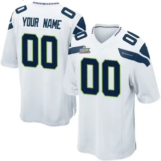 Custom Seattle Seahawks Youth Game Custom Super Bowl LX Patch Nike Jersey - White