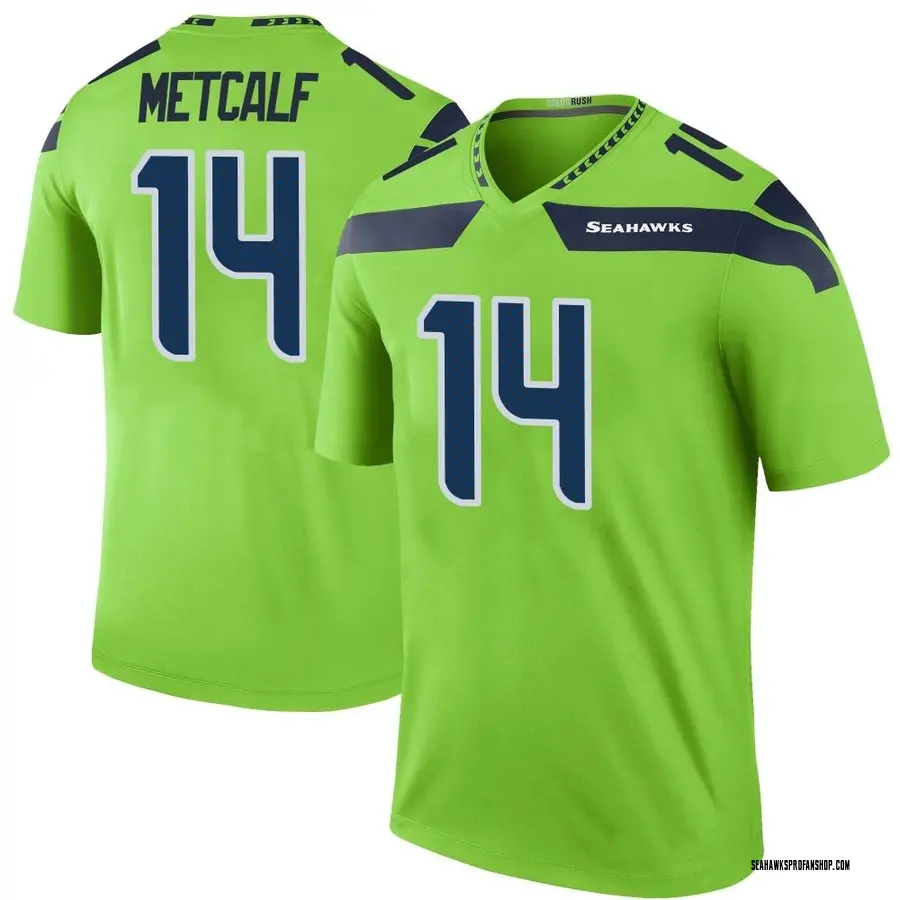 DK Metcalf Seattle Seahawks Men's Neon Color Rush Legend Jersey - Green