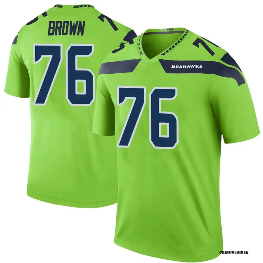 Duane Brown Seattle Seahawks Men's Neon Color Rush Legend Jersey - Green