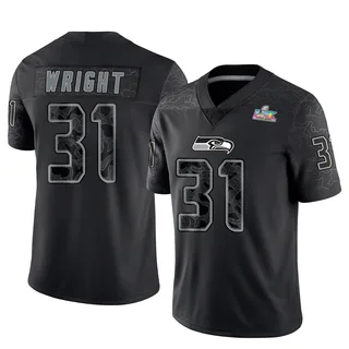 Jacardia Wright Seattle Seahawks Men's Limited Reflective Super Bowl LX Patch Nike Jersey - Black