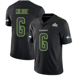 Jalen Milroe Seattle Seahawks Men's Limited Super Bowl LX Patch Nike Jersey - Black Impact