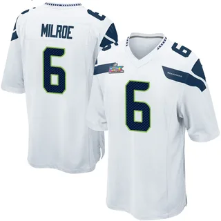 Jalen Milroe Seattle Seahawks Youth Game Super Bowl LX Patch Nike Jersey - White