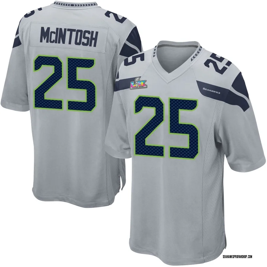 Kenny McIntosh Seattle Seahawks Men's Game Alternate Super Bowl LX Patch Nike Jersey - Gray