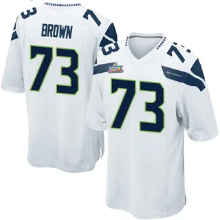 Logan Brown Seattle Seahawks Youth Game Super Bowl LX Patch Nike Jersey - White
