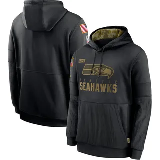 Men's Seattle Seahawks Black 2020 Salute to Service Sideline Performance Pullover Hoodie