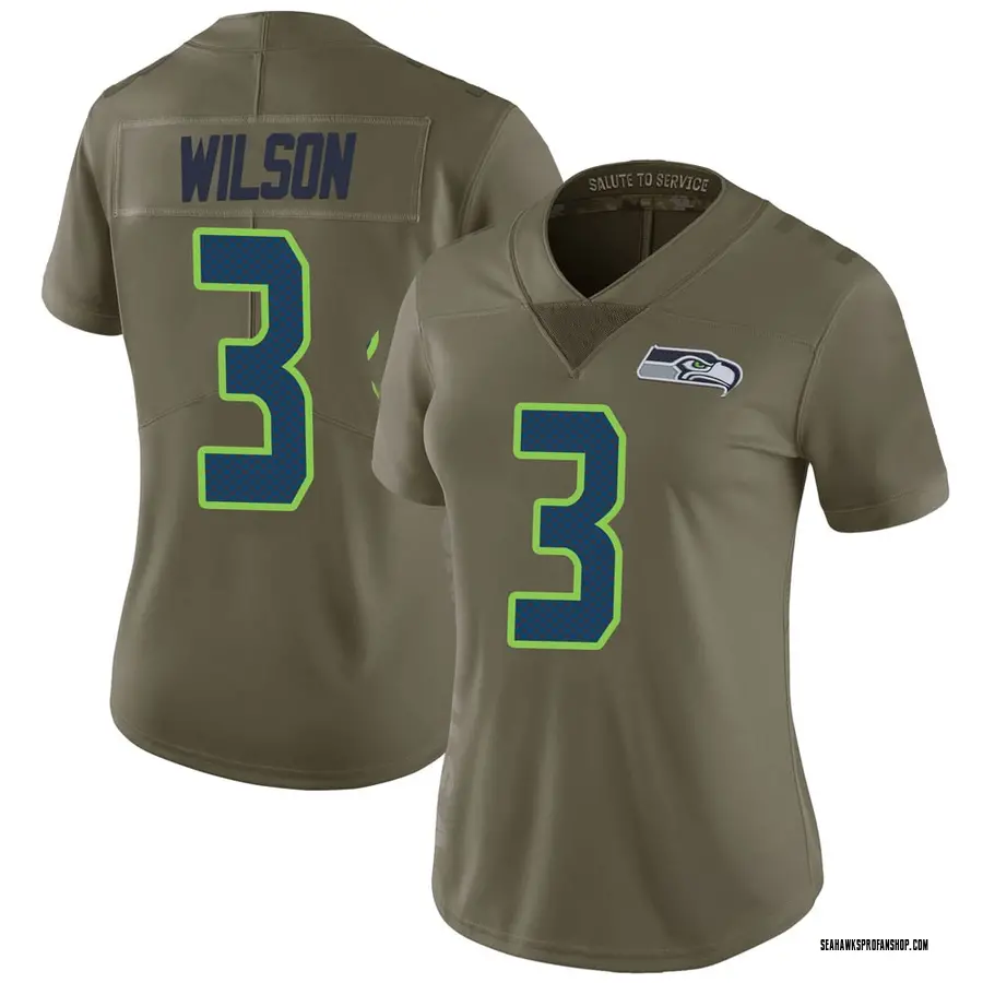 Russell Wilson Seattle Seahawks Women's Limited Salute to Service Jersey - Green