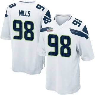 Rylie Mills Seattle Seahawks Men's Game Super Bowl LX Patch Nike Jersey - White