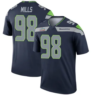 Rylie Mills Seattle Seahawks Men's Legend Super Bowl LX Patch Nike Jersey - Navy