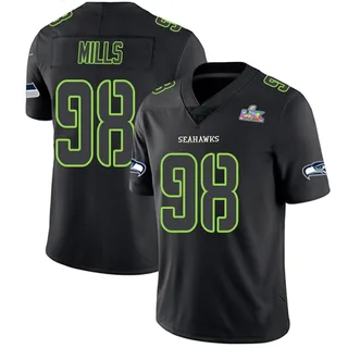 Rylie Mills Seattle Seahawks Youth Limited Super Bowl LX Patch Nike Jersey - Black Impact