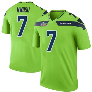 Uchenna Nwosu Seattle Seahawks Youth Neon Super Bowl LX Patch Color Rush Legend Nike Jersey - Green